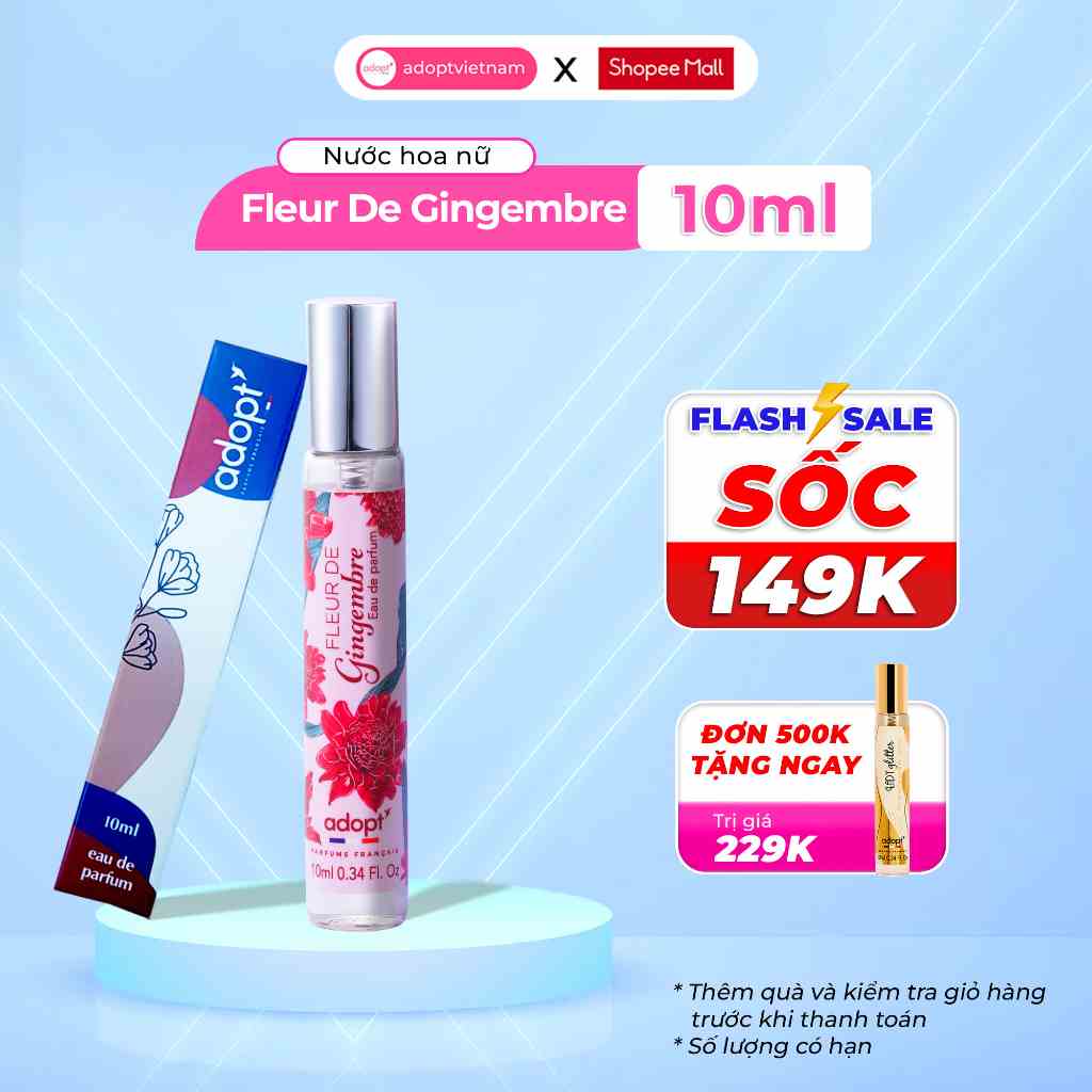 Nước hoa nữ Adopt Fleur De Gingembre tinh dầu thơm chính hãng Pháp thơm lâu trẻ trung năng động