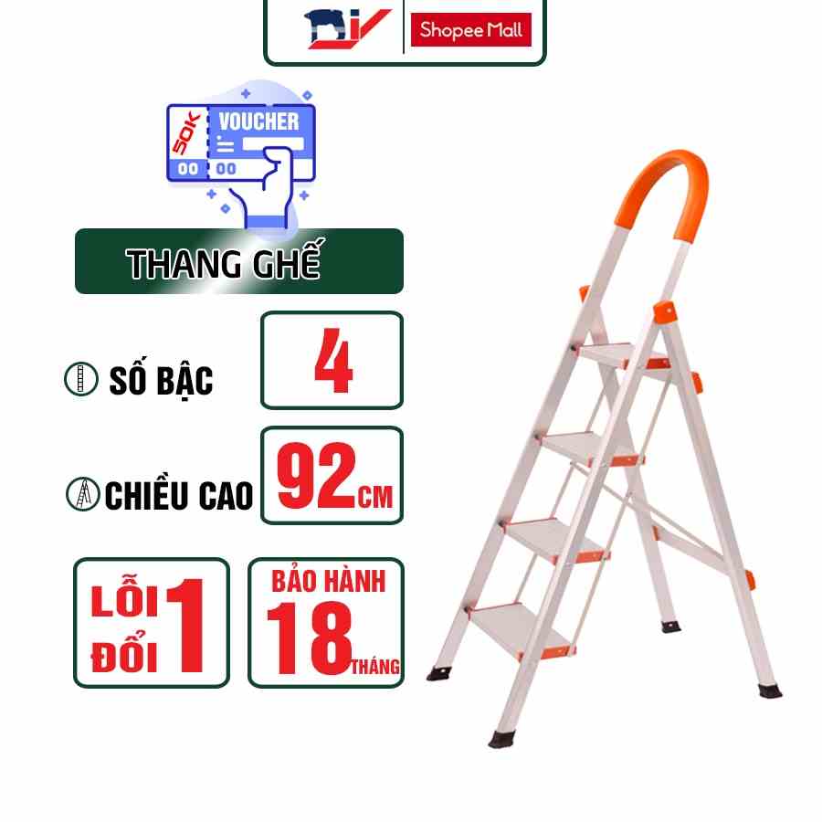 [Mã BMLTB200 giảm đến 100K đơn 499K] Thang ghế gia đình 4 bậc DIY TLN-04 chiều cao sử dụng tối đa 92cm