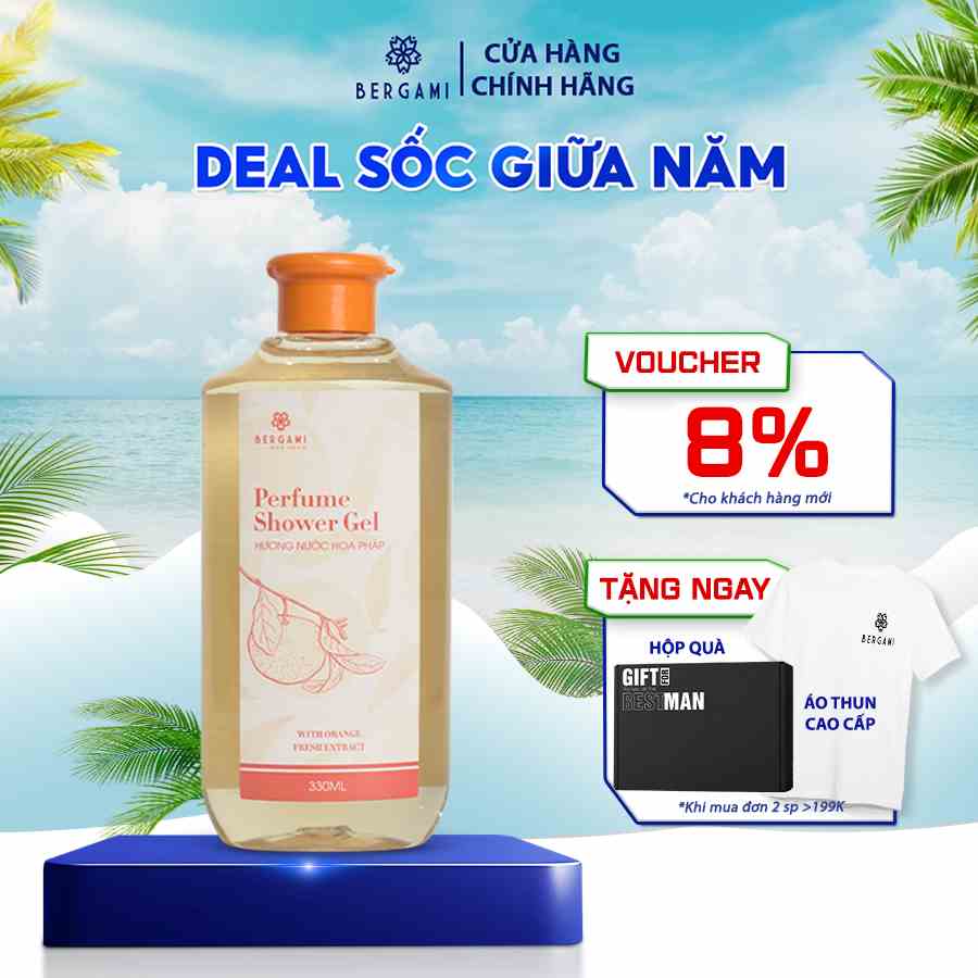 Sữa Tắm Nữ Dưỡng Ẩm Bergami, Tinh Chất Vitamin C Tự Nhiên, Cấp Ẩm Dưỡng Sáng Da Thơm Lâu Lưu Lương 12H 330ml/chai