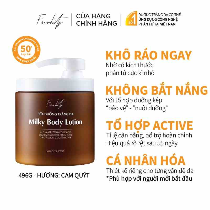 Sữa dưỡng trắng da Milky Body Lotion Freshity 500g