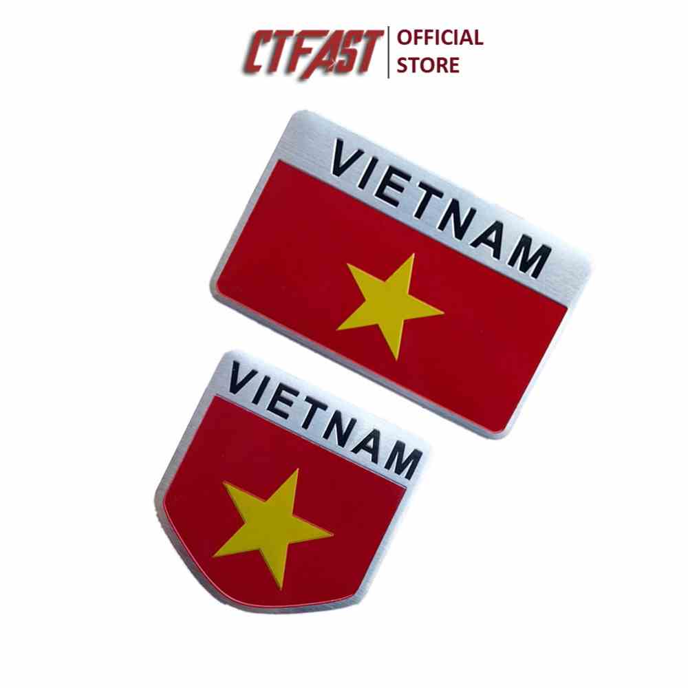 [Mã BMLTA35 giảm đến 35K đơn 99K] Tem hợp kim nhôm cao cấp trang trí ô tô, xe máy CTFAST, hình lá cờ các nước