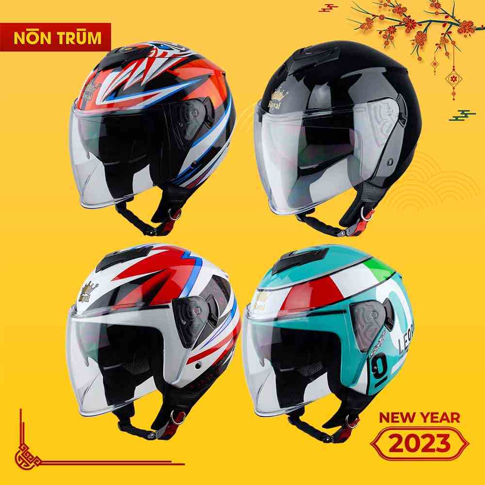 Nón bảo hiểm 3/4 Royal M789 ( Roc 07 ) 2 kính chính hãng phân phối tại hệ thống Nón Trùm