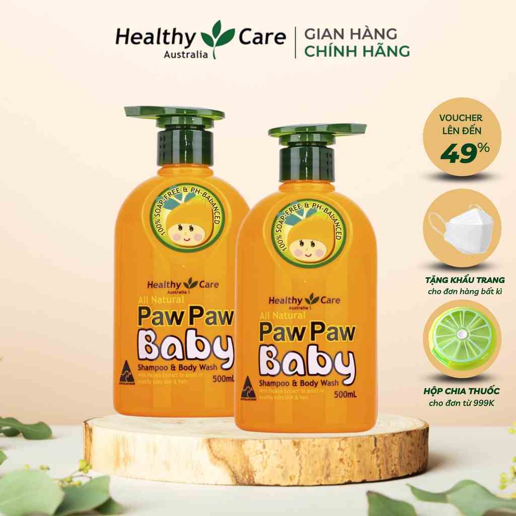 Healthy Care Paw Paw Baby Sữa tắm gội 500ml của Úc cho trẻ 500ML