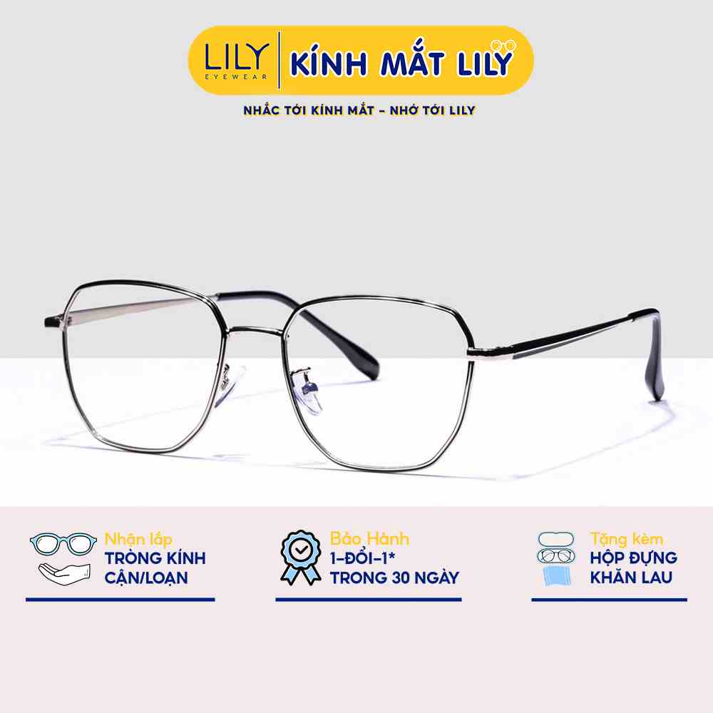 Gọng kính đa giác nam nữ LILYEYEWEAR chất liệu kim loại thanh mảnh màu sắc thời trang 72386