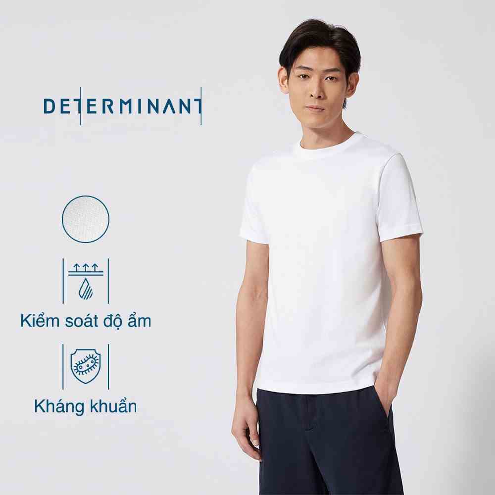 Áo thun nam cổ tròn DETERMINANT tay ngắn - kháng khuẩn - 100% cotton - màu trắng - T02