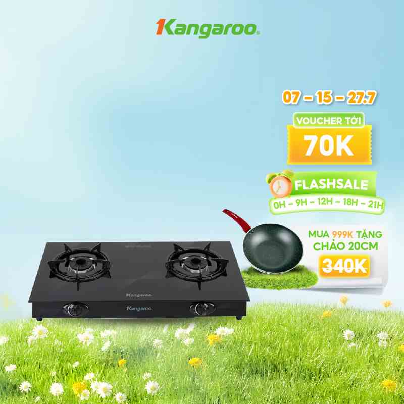 Bếp gas đôi dương kính Kangaroo KG8G1A - bảo hành 12 tháng