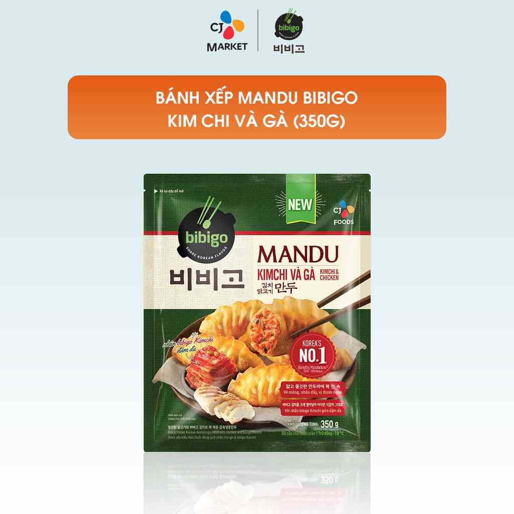 [Mã BMLTA35 giảm đến 35K đơn 99K] [HCM] Bánh xếp Mandu Hàn Quốc Bibigo - Mandu Kimchi & Gà 350g