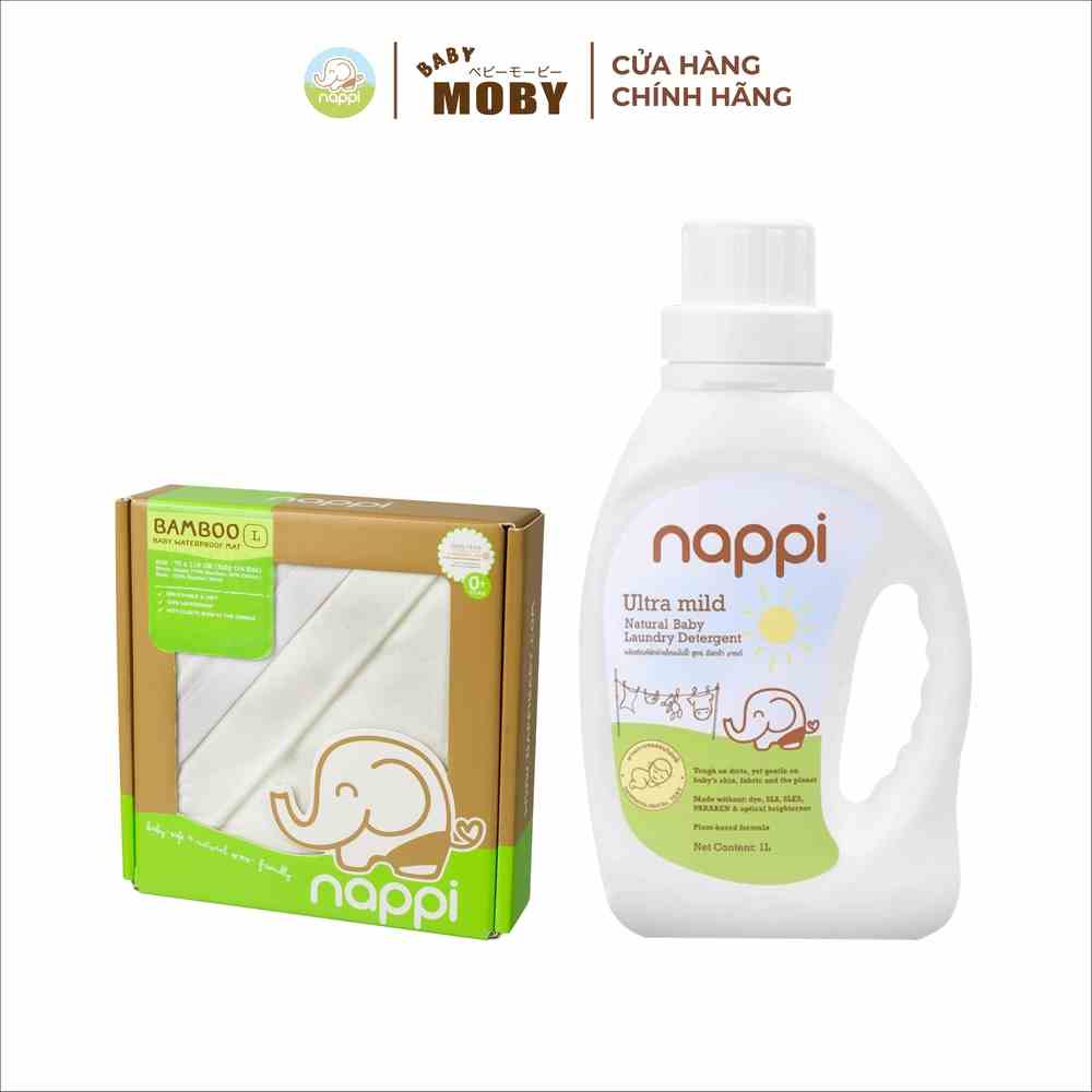 [COMBO SIÊU TIẾT KIỆM] 1 chai nước giặt Nappi 1l + 1 miếng lót chống thấm Nappi size M