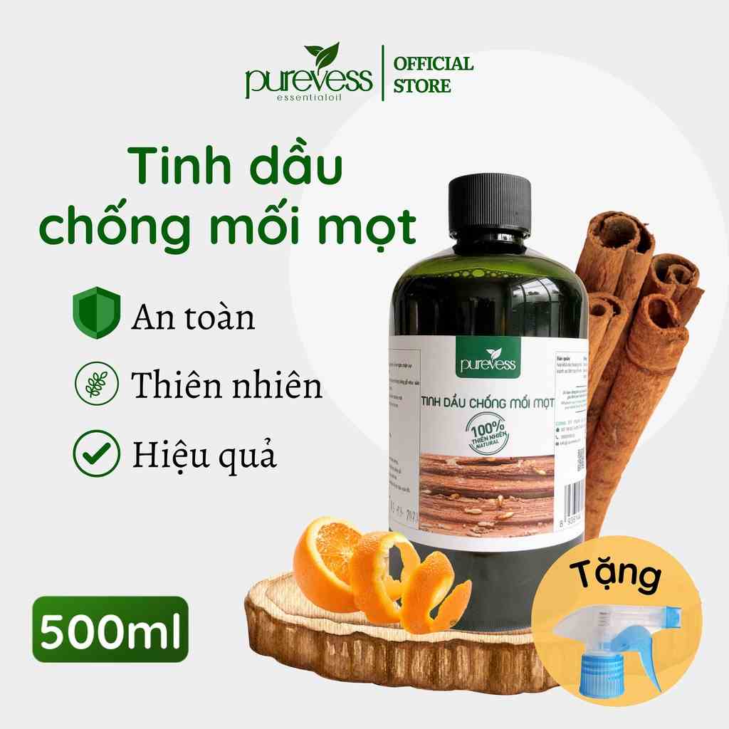 Bình xịt tinh dầu diệt mối và côn trùng Purevess - an toàn và tiện lợi dung tích 100ml, 500ml