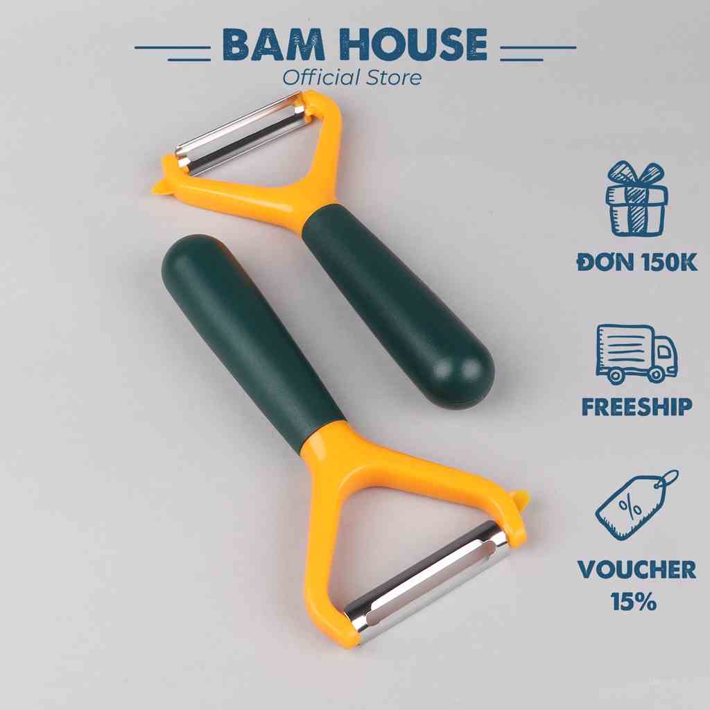 Dao bào đa năng Bam House lưỡi inox cán nhựa xanh vàng cao cấp DBXV04