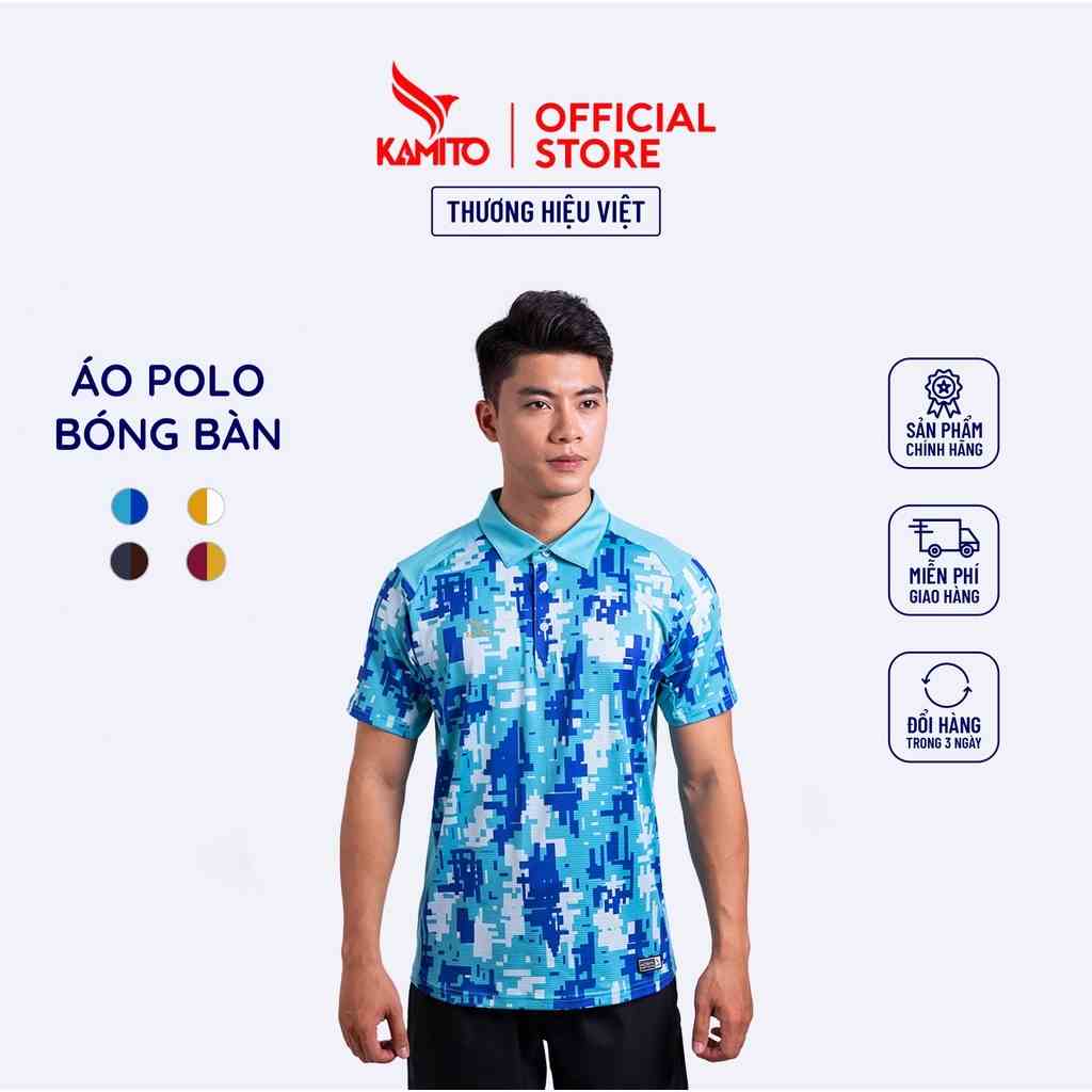 Áo Polo Bóng Bàn KAMITO Với Chất Liệu Polyester Kết Hợp Cùng Spandex Mang Đến Sự Co Giãn Tốt Và Bền Bỉ,Lâu Dài