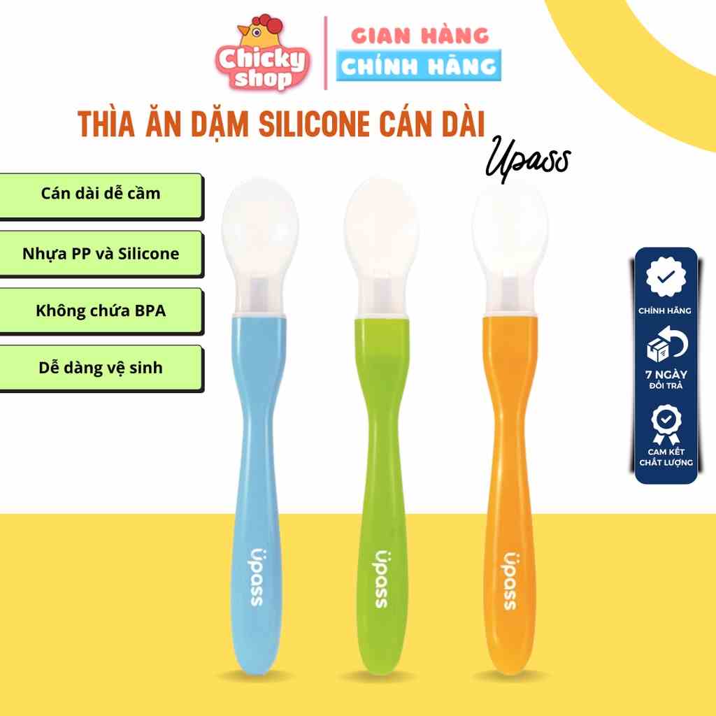 Muỗng thìa ăn dặm silicone cán dài UPASS UP3039Y