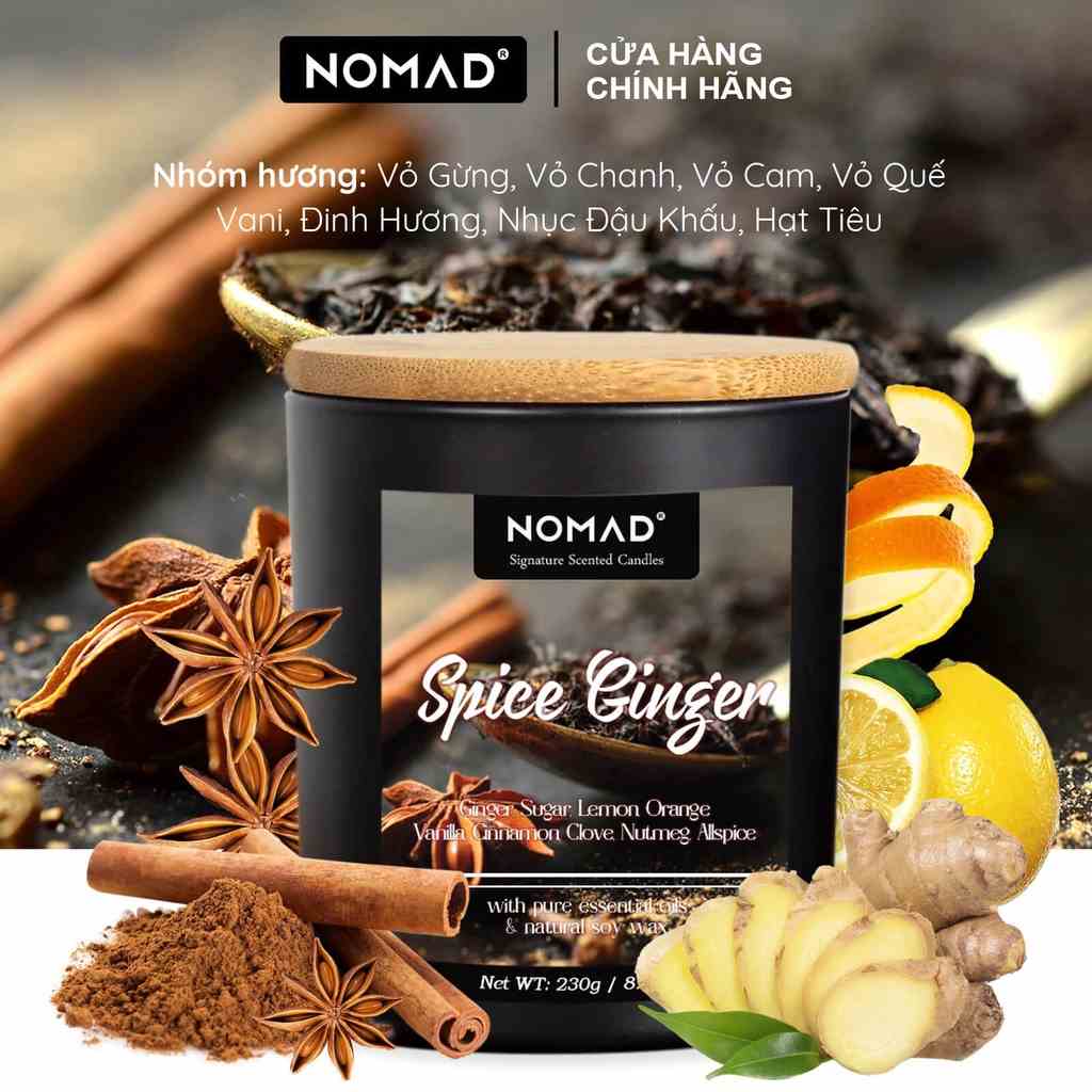 [Mã BMLTA35 giảm đến 35K đơn 99K] Nến Thơm Cao Cấp Nomad Signature Scented Candle 230g - Spice Ginger