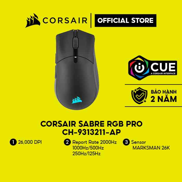 [Mã ELCL7 giảm 7% đơn 300K] Chuột không dây Corsair Sabre RGB Pro CH-9313211-AP