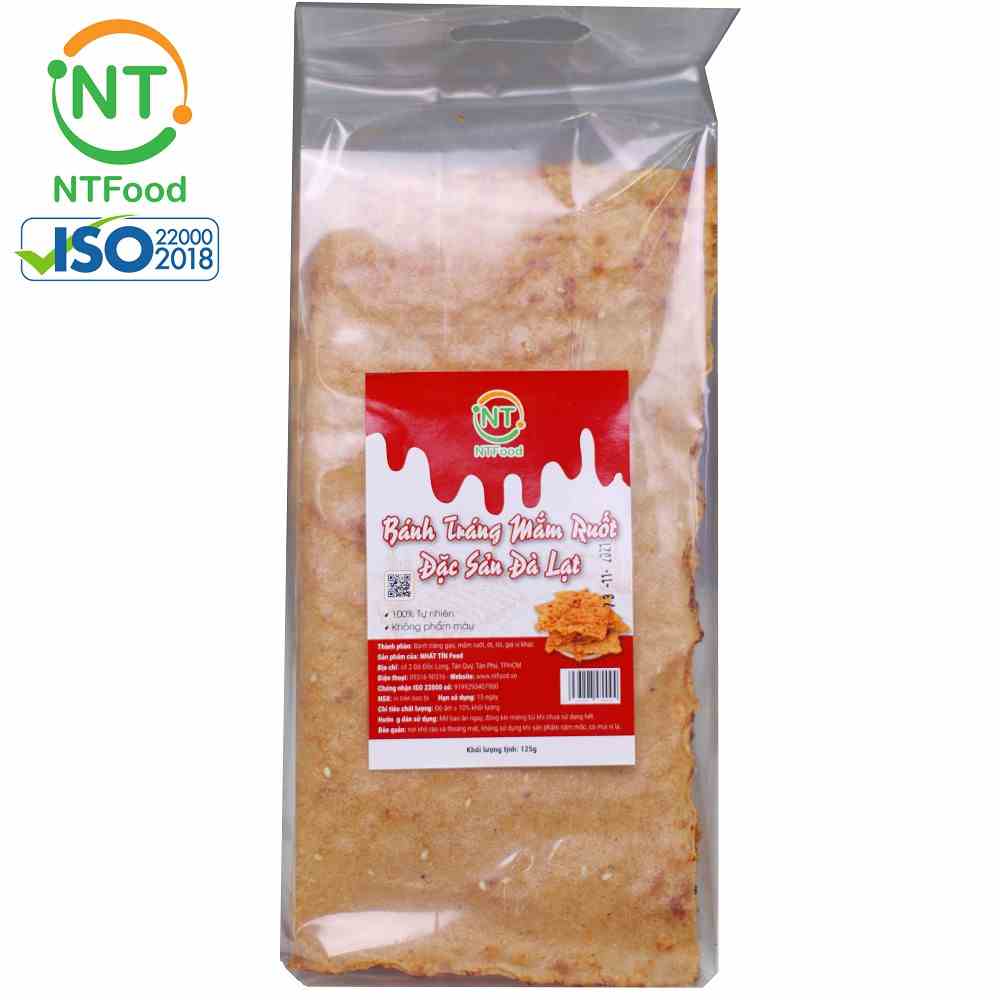 [Mã BMLTB35 giảm đến 35K đơn 99K] Bánh tráng mắm ruốc Đà Lạt NTFood 225gr (1 túi 5 cái) - Nhất Tín Food