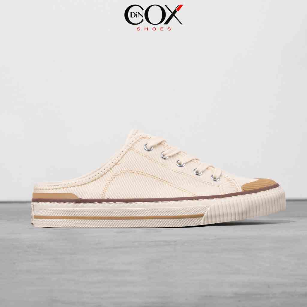 Giày Sục Đạp Gót Mules Vải Sneaker Unisex Tăng Chiều Cao 4cm DINCOX E10 Off/white