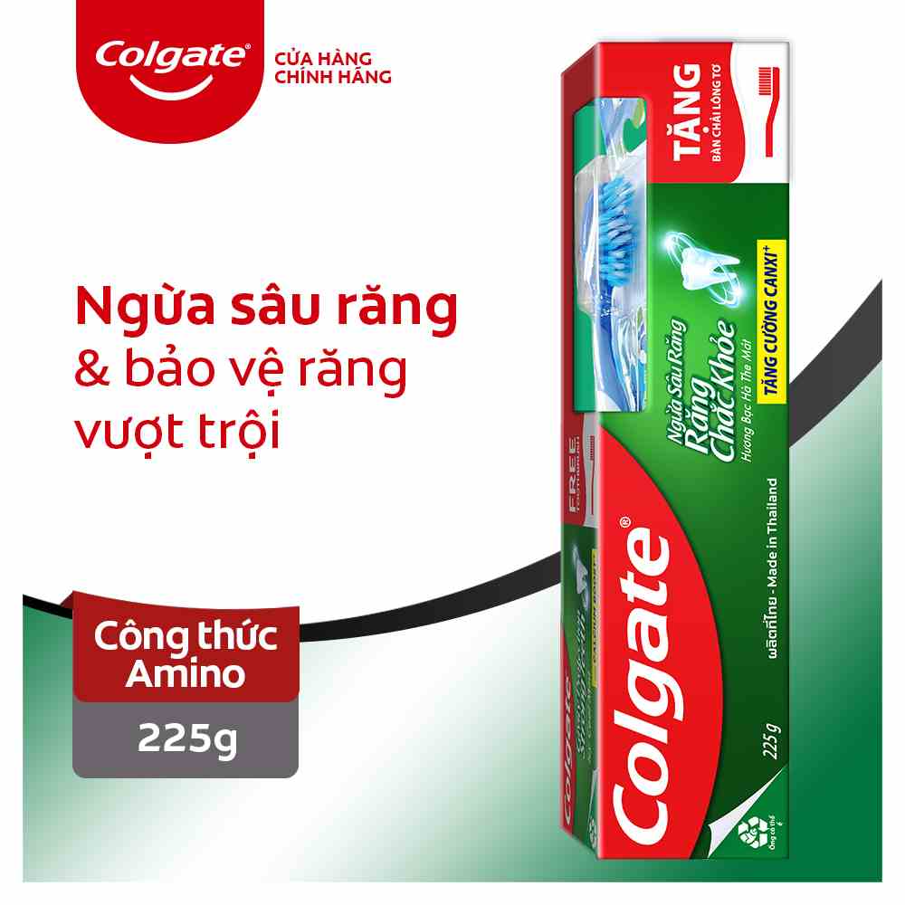 Kem đánh răng Colgate ngừa sâu răng răng chắc khỏe 225g tặng bàn chải đánh răng