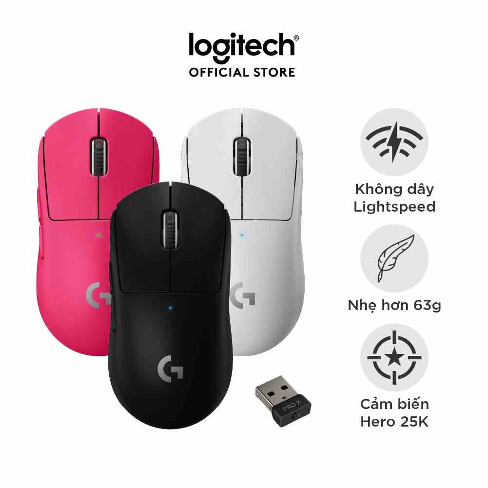 [Mã ELCL7 giảm 7% đơn 300K] Chuột game không dây Logitech G Pro X Superlight - Siêu nhẹ, 5 nút lập trình, pin lâu