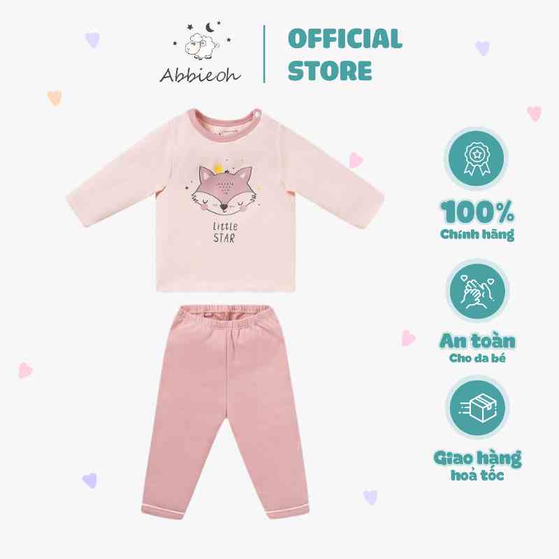 Bộ quần áo dài tay cài vai ABBIEOH chất liệu cotton cho bé gái 6 tháng đến 3 tuổi BO385-AW21