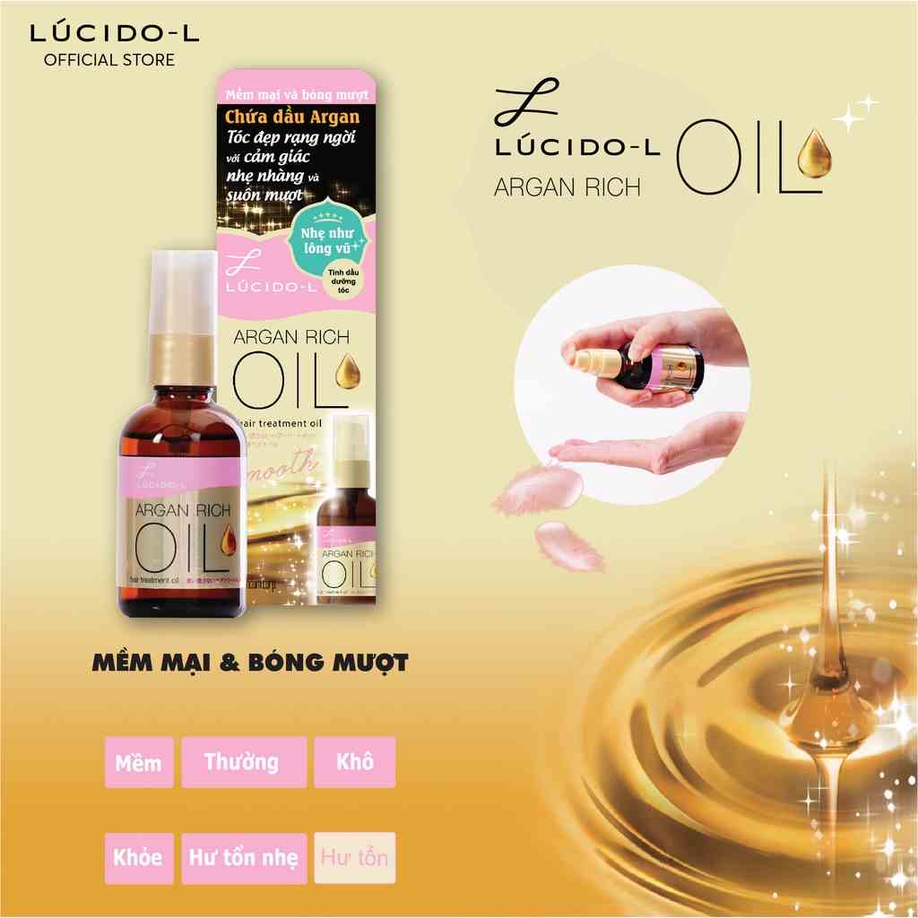 [Mã BMLTB200 giảm đến 100K đơn 499K] Tinh Dầu Dưỡng Tóc LÚCIDO-L Hair Treatment Oil 60ml