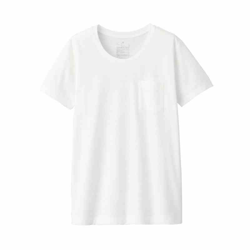 Muji Áo Thun Vải Jersey Sợi Slub Cổ Tròn