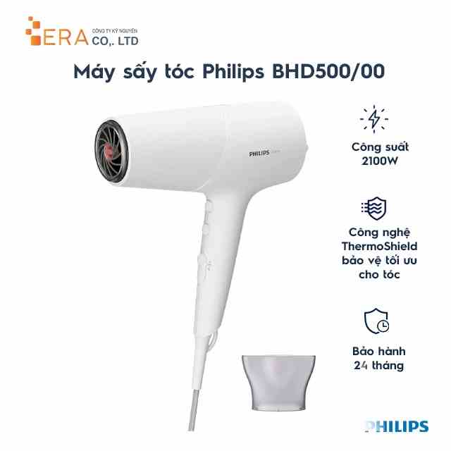 [Mã BMLT100 giảm đến 100K đơn 499K] Máy sấy tóc Philips BHD500/00