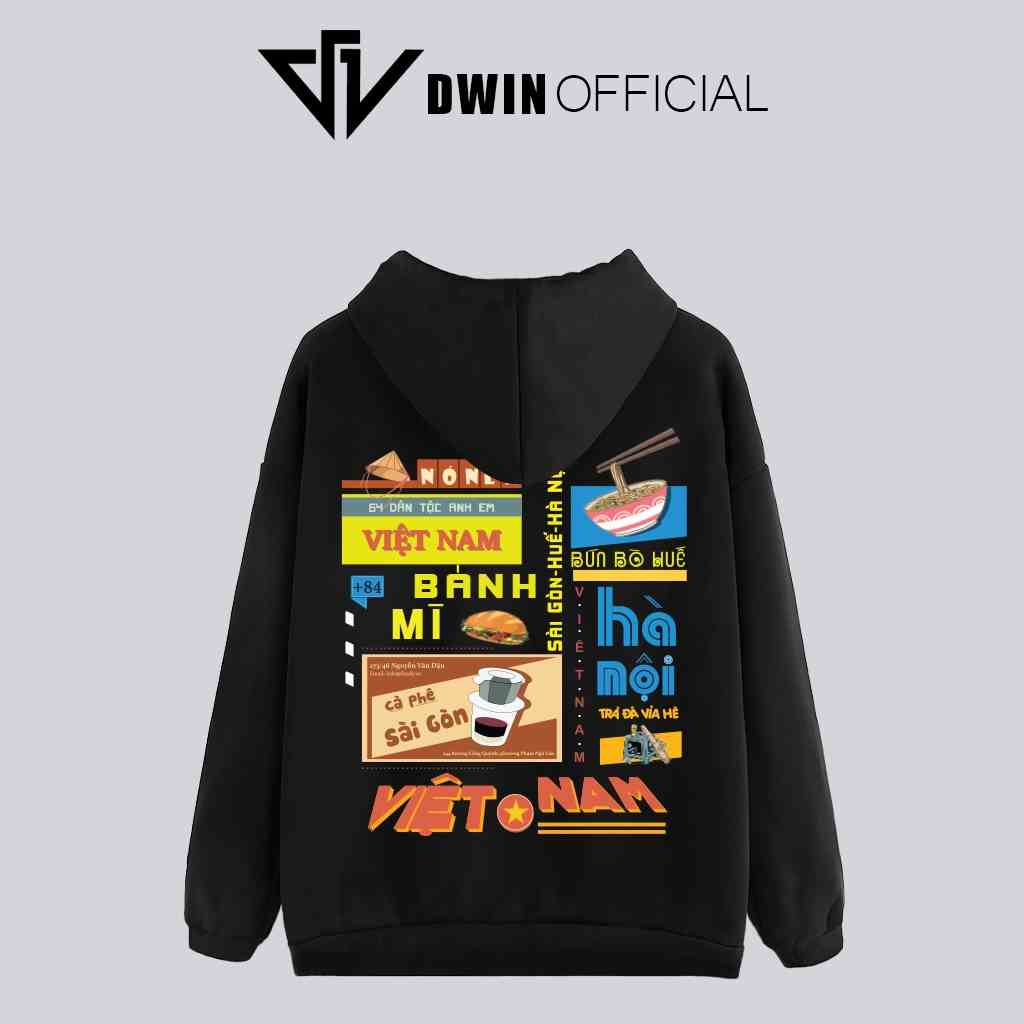 Áo hoodie Việt Nam nỉ unisex DWIN basic nam nữ form rộng oversize local brand SP00054