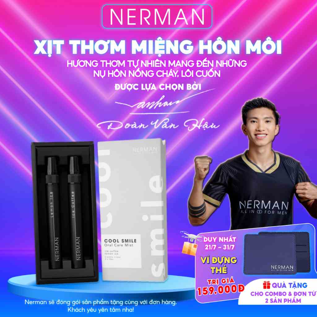 Xịt thơm miệng Nerman Cool Smile 2 hương Ice Coffee & Lemon Ice 10ml/chai