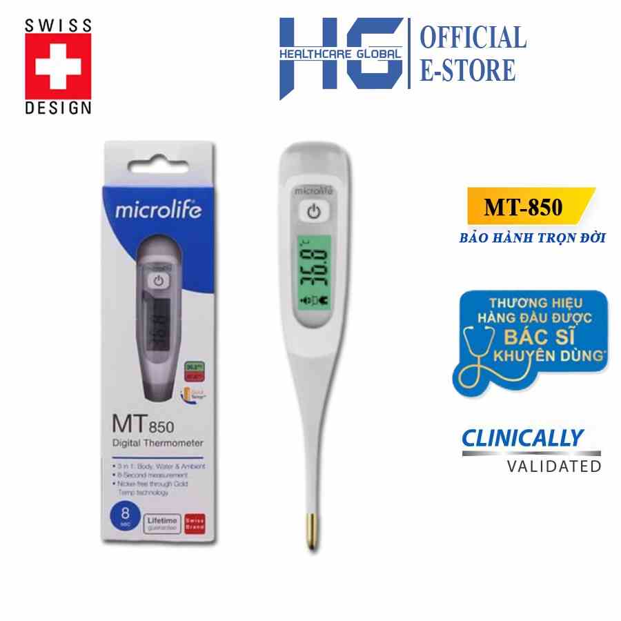 Nhiệt kế điện tử dạng bút Microlife MT850 | 3 Tính Năng Trong 1 - Đo Thân Nhiệt , Nước , Sữa , Môi Trường