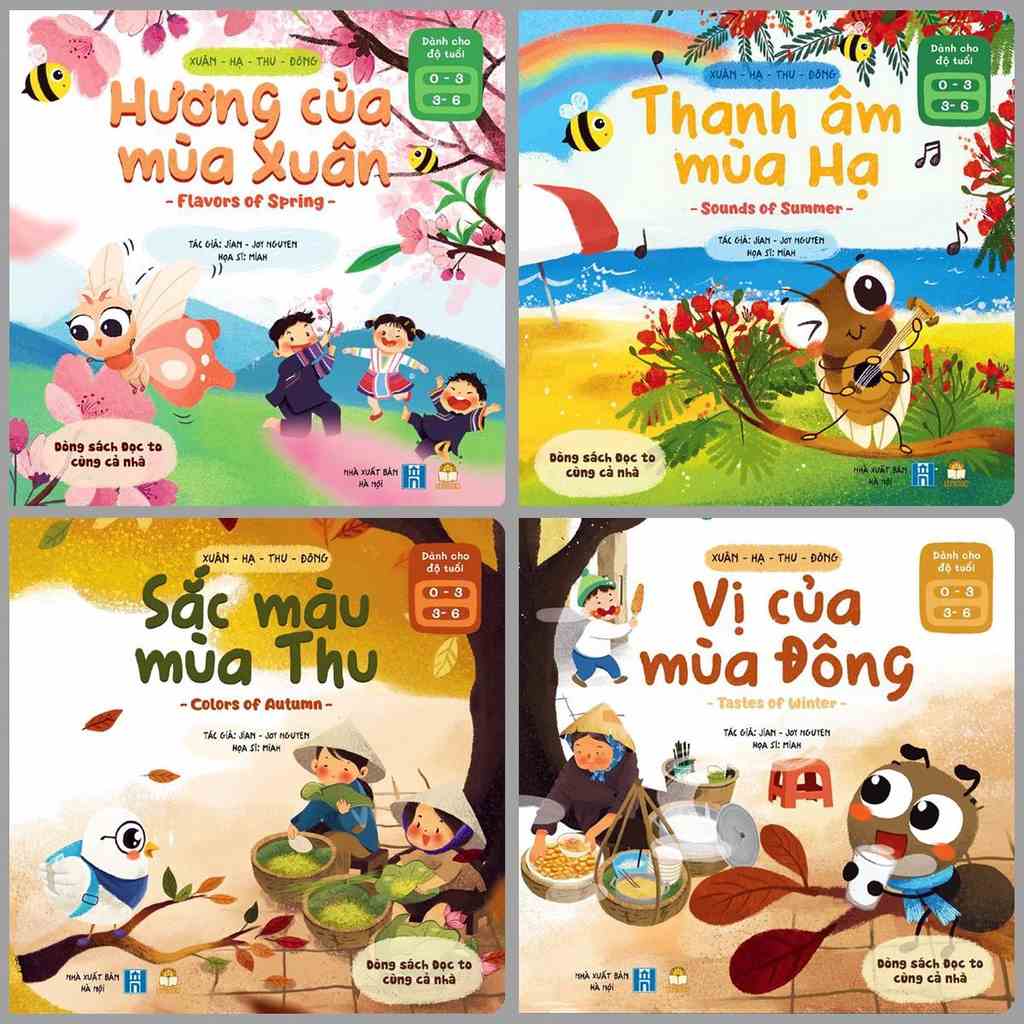 Sách - Xuân - Hạ - Thu - Đông - Bộ 4 quyển (Dòng sách đọc to cùng cả nhà - bìa mềm cho bé 0 - 6 tuổi)