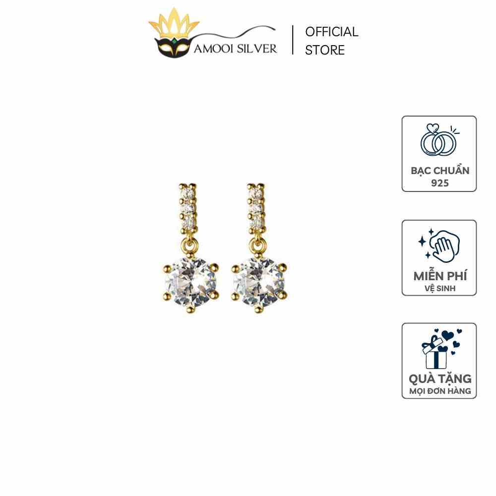 [Mã BMLTB35 giảm đến 35K đơn 99K] Bông tai bạc S925 6 chấu tòn ten - Amooi Silver AB126