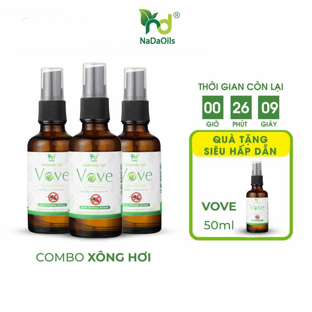 Combo đuổi muỗi NADA OILS 3 chai tinh dầu xịt thơm, chống muỗi, đuổi côn trùng 100ml