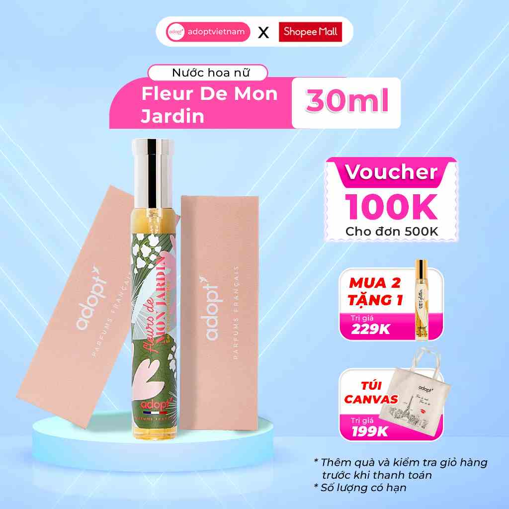 Nước hoa nữ Adopt Fleur De Mon Jardin lưu hương tới 12 tiếng hương thơm tươi mát quyến rũ chai 30ml