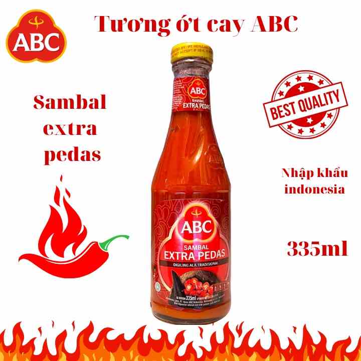 Tương Ớt Cay ABC Sambal EXtra Pedas Chai Thuỷ Tinh 335ml, Nhập Khẩu Indonesia, Chính Hãng