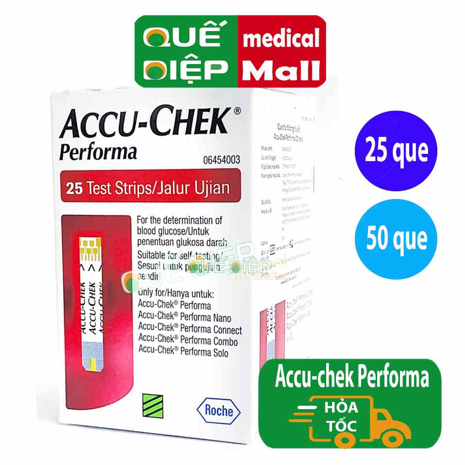 ACCU-CHEK PERFORMA HỘP 25 QUE HOẶC HỘP 50 QUE - Que thử đường huyết dùng cho máy Accu Chek Performa