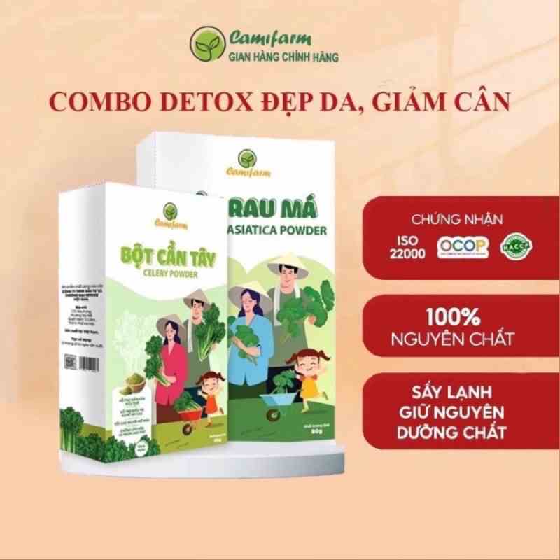 [Mã BMLTB35 giảm đến 35K đơn 99K] Combo 1 Bột Cần Tây Và 1 Bột Rau Má CAMIFARM Thanh Lọc Cơ Thể, Làm Đẹp da