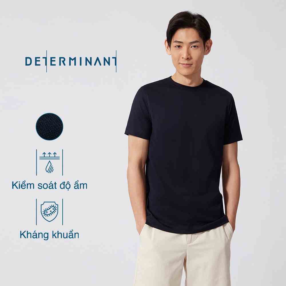 Áo thun nam cổ tròn DETERMINANT tay ngắn - kháng khuẩn - 100% cotton - màu xanh đậm - T02