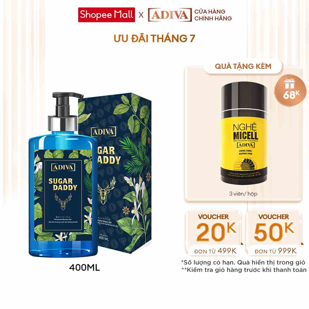 Sữa Tắm  Hương Nước Hoa Kháng Khuẩn Cho Nam ADIVA Sugar Daddy 400ml