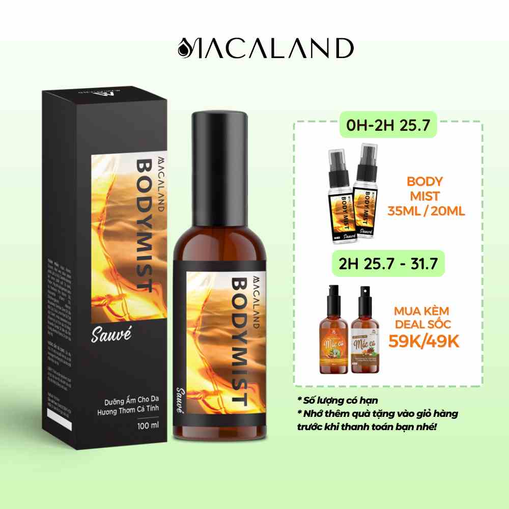 [Mã BMLTB200 giảm đến 100K đơn 499K] Body Mist MACALAND hương Sauve 35ml/100ml hương thơm trái cây hoa cỏ dễ chịu