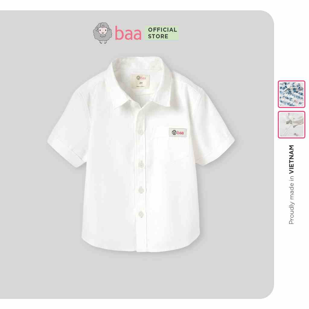 [Mã BMLT35 giảm đến 35K đơn 99K] Áo sơ mi bé trai, áo chemise ngắn tay cho bé từ 1 tuổi - 7 tuổi Baa Baby - BT-SM02N-02