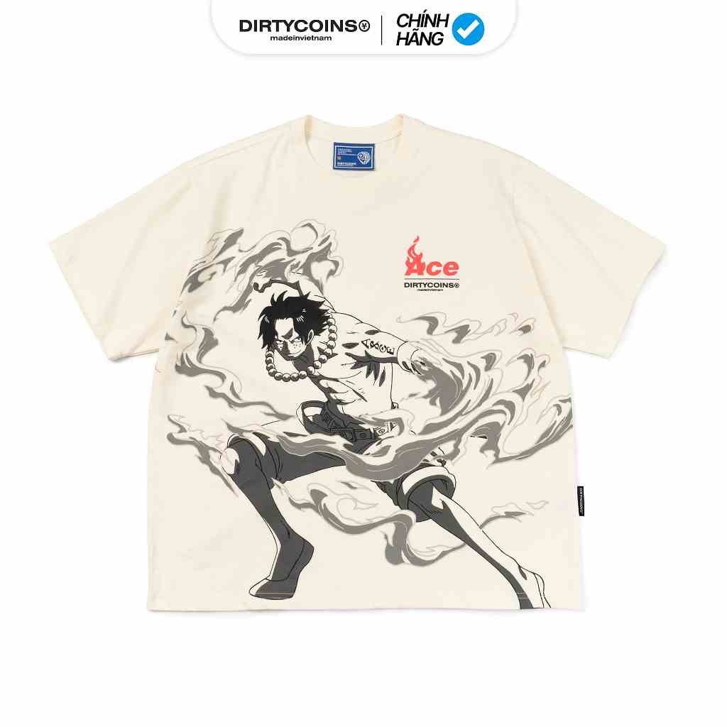 Áo Thun DirtyCoins x One Piece Ace T-shirt - Cream