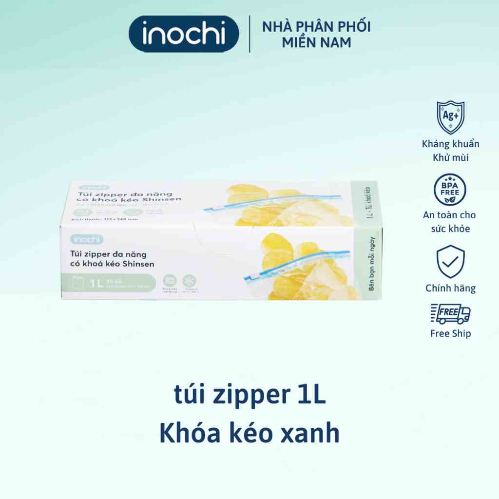 Túi zip đựng thực phẩm, bảo quản bánh kẹo trong suốt Inochi tự hủy sinh học, an toàn tối đa