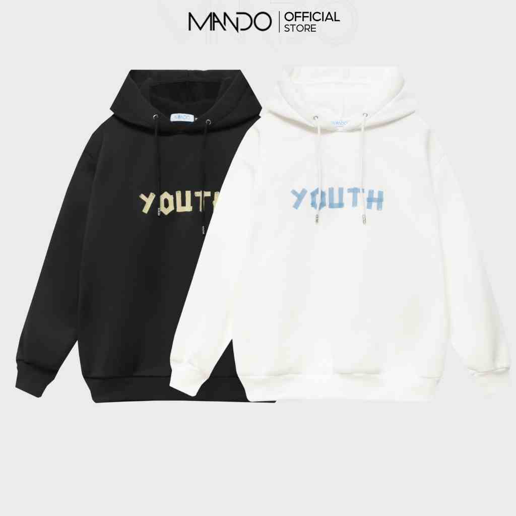 Áo Nỉ Hoodie Nam Dài Tay 2 Màu Đen Trắng MANDO Chất Nỉ Cao Cấp Form Rộng Hình In Basic Unisex Thời Trang Hàn Quốc HOD003