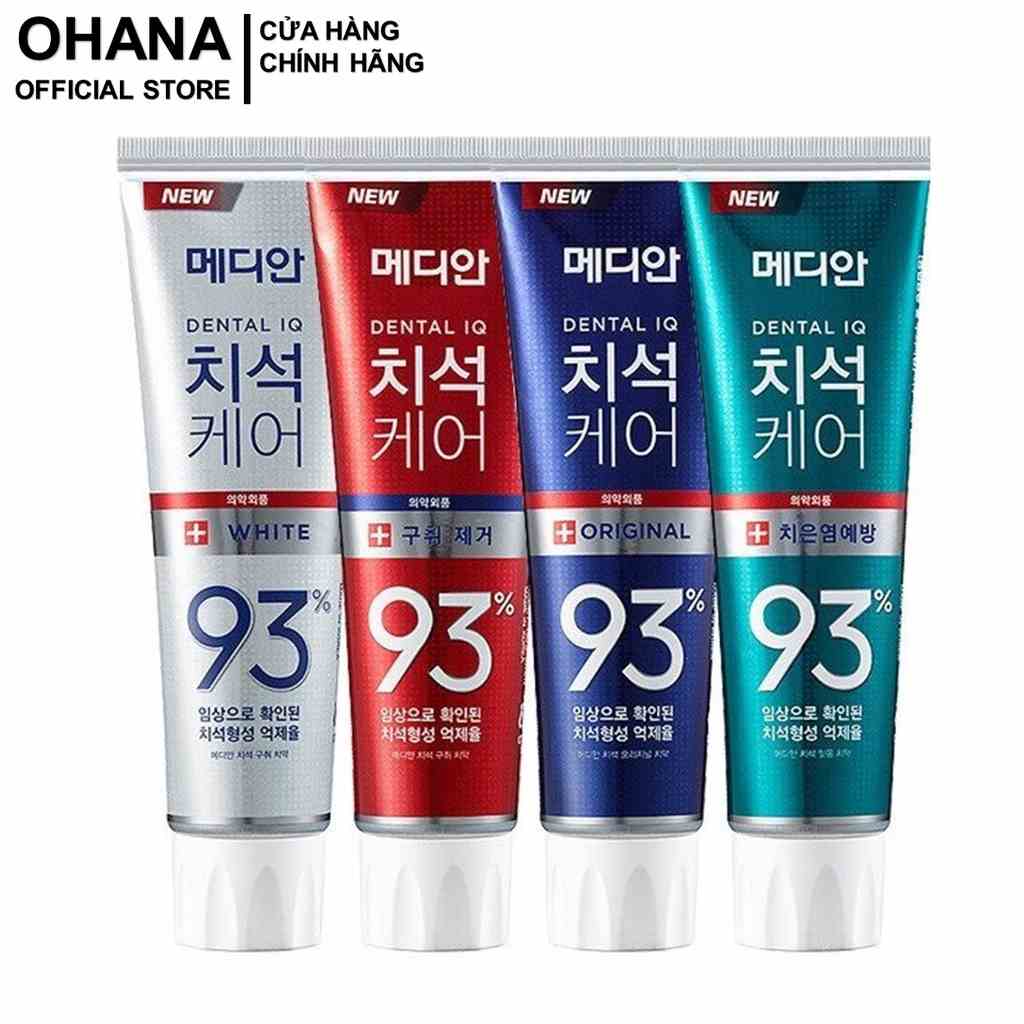 Kem Đánh Răng Giúp Trắng Răng, Giảm Ố, Loại Bỏ Mùi Hôi, Chống Sưng Nướu Median Dental IQ 93% Toothpaste 120g