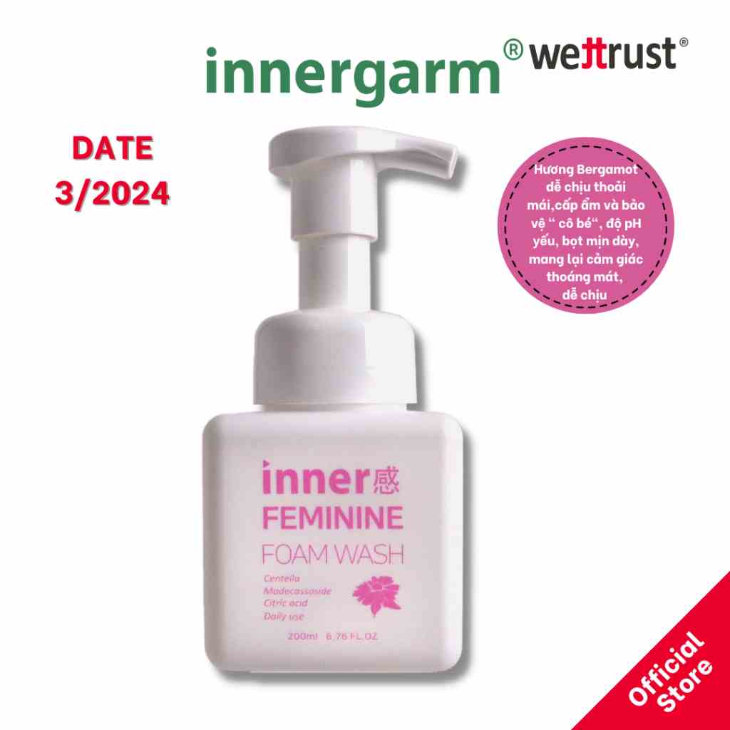 Dung Dịch Vệ Sinh Phụ Nữ Dạng Bọt WETTRUST INNER GARM Feminine Foam Wash 200ml - Bảo Vệ Tan Toàn