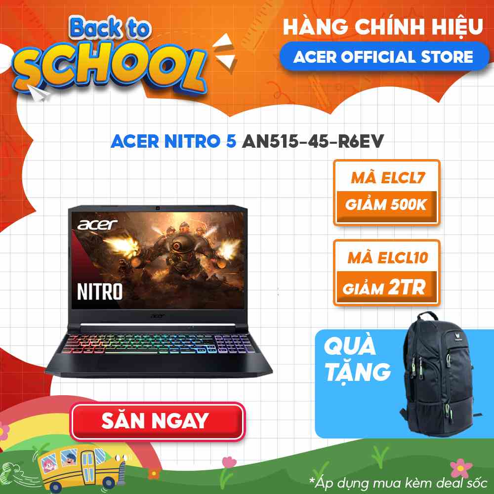 [Mã ELCL12 giảm 12% đơn 10TR] Laptop Acer Nitro 5 AN515-45-R6EV R5-5600H |8GB |512GB |GTX 1650 4GB |15.6 144Hz |W11