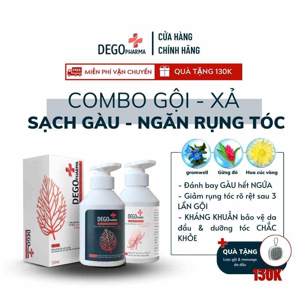 [Mã BMLT30 giảm đến 30K đơn 299K] Combo Dầu Gội Xả Gừng Đỏ DEGO PHARMA 250ml Giảm Rụng Tóc & Giúp Tóc Suôn Mượt