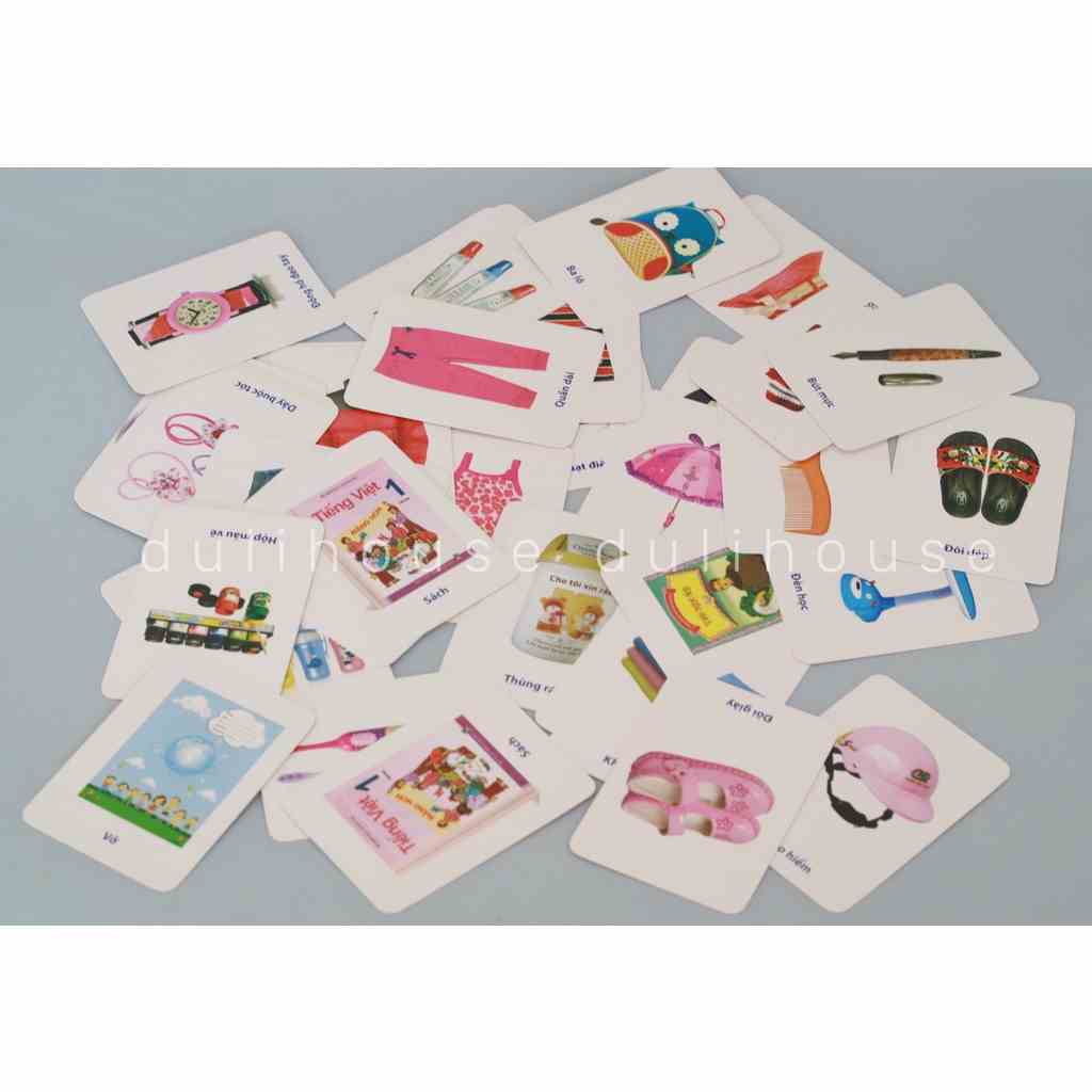 Flashcard học từ vựng – chủ đề đồ vật, hình ảnh quen thuộc, bé dễ dàng nhận biết & ghi nhớ, hàng Việt Nam chất lượng cao