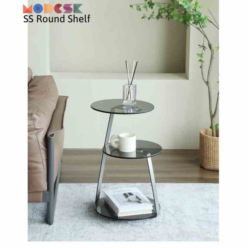 Bàn/Tab Sofa 3 tầng kính phong cách hiện đại MODESK SS Round Shelf Inox 304 Inox 304 - kính cường lực