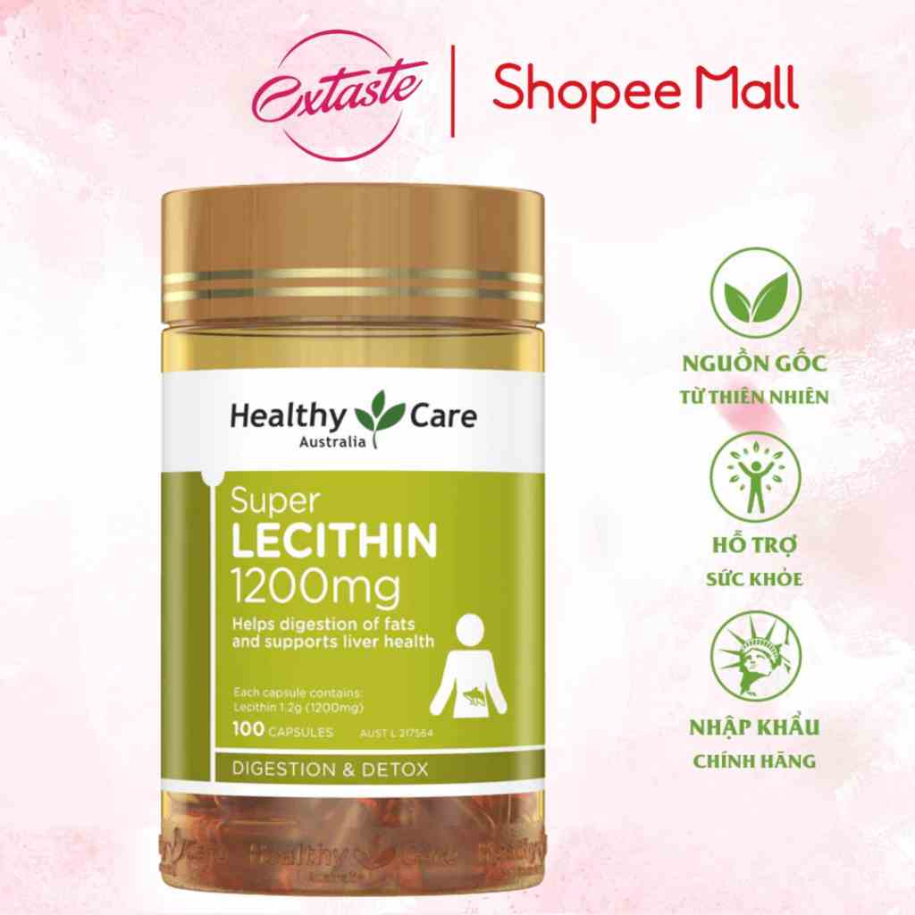 Mầm đậu nành Healthy Care Super Lecithin 1200mg 100 viên đẹp da tăng nội tiết tố nữ